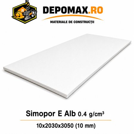 Placa rigida PVC Simopor E Alb 0.4 g/cm3, 10x2030x3050 mm